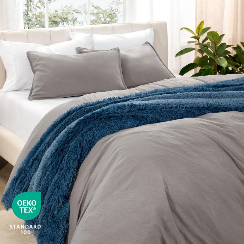 Bare Home Microfiber Duvet Cover Set - Ultra Soft Washed Microfiber - Twin/Twin Extra Long - Linen-Like Look - Easy Care - Breathable Fabric - Our Softest Duvet Cover Set (Twin/Twin XL, Frost Grey) - Image 5